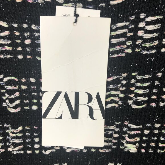 Zara Sweater Dress Womens Medium Black Knit Pockets 3/4 Sleeve ART 2142/049/330 - Picture 5 of 16